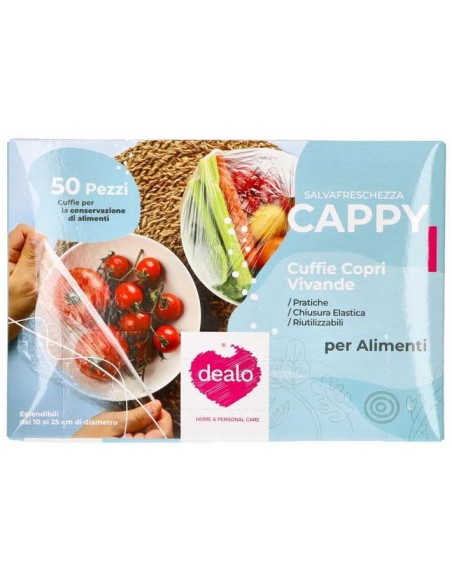 dealo cappy 50 cuffie copri vivande estendibili da 10 a 25 cm - per alimenti: tuttocasashop.live: carta & monouso