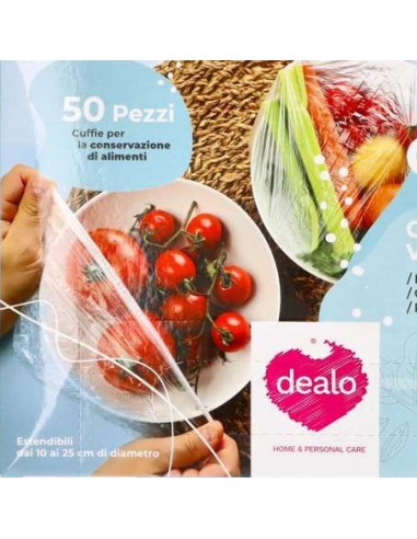 dealo cappy 50 cuffie copri vivande estendibili da 10 a 25 cm - per alimenti: tuttocasashop.live: carta & monouso