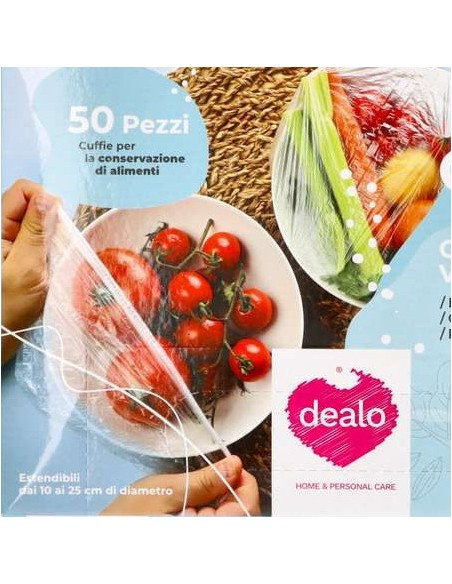 dealo cappy 50 cuffie copri vivande estendibili da 10 a 25 cm - per alimenti: tuttocasashop.live: carta & monouso