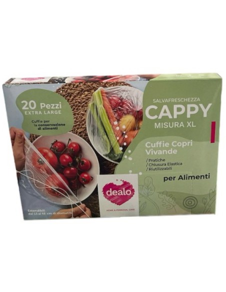 dealo cappy 20 cuffie copri vivande estendibili da 15 a 48 cm - per alimenti: tuttocasashop.live: carta & monouso