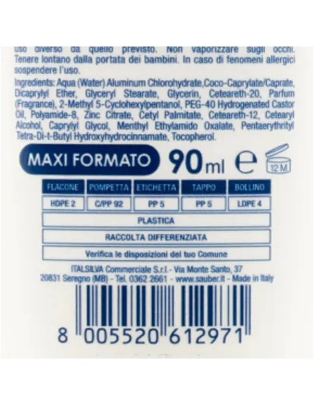 sauber deo care deodorante vapo - 90ml - deoactive invisible - 72h: tuttocasashop.live: igiene e cura della persona