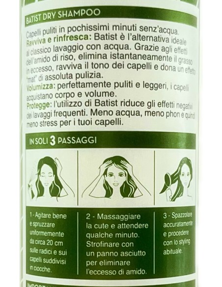 batist shampoo secco - dry shampoo - 200ml -in soli 3 minuti senz'acqua: tuttocasashop.live: igiene e cura della persona