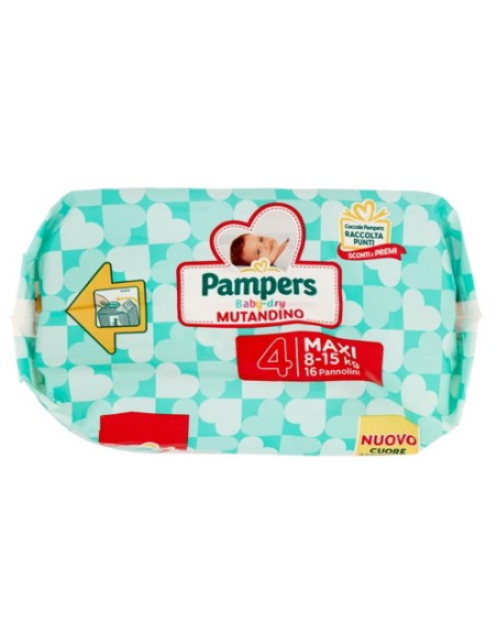 pampers baby dry mutandino - taglia 4 maxi 6-15kg - 16 pezzi: tuttocasashop.live: igiene e cura della persona