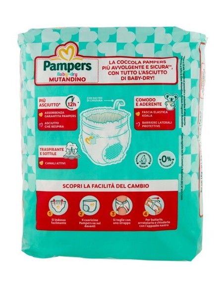 pampers baby dry mutandino - taglia 4 maxi 6-15kg - 16 pezzi: tuttocasashop.live: igiene e cura della persona