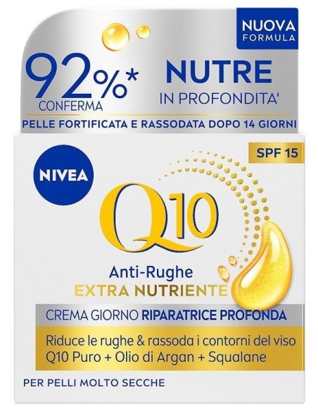 nivea q10 anti-rughe extra nutriente crema giorno riparatrice - 50ml: tuttocasashop.live: igiene e cura della persona