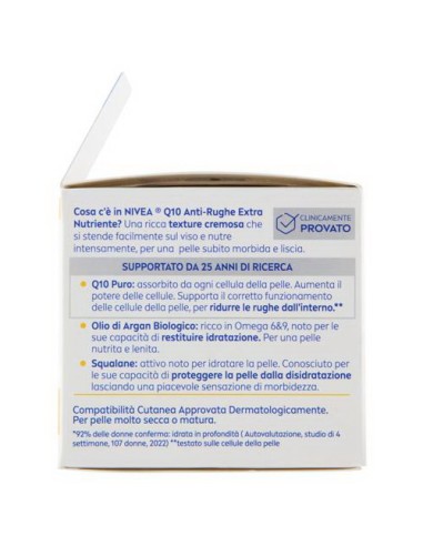 nivea q10 anti-rughe extra nutriente crema giorno riparatrice - 50ml: tuttocasashop.live: igiene e cura della persona