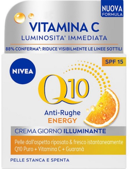nivea q10 anti-rughe energy - crema giorno illuminante - 50ml - spf15: tuttocasashop.live: igiene e cura della persona