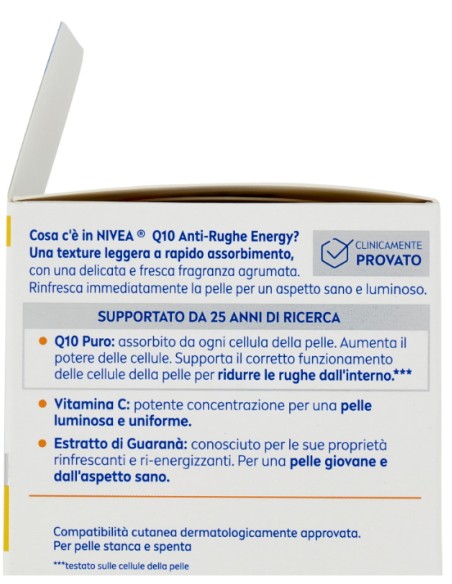 nivea q10 anti-rughe energy - crema giorno illuminante - 50ml - spf15: tuttocasashop.live: igiene e cura della persona
