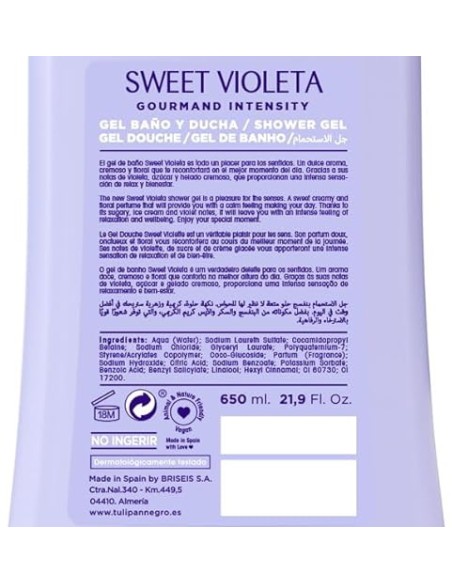 tulipan negro bagnoschiuma - 650ml - sweet violeta - gourmand intensity: tuttocasashop.live: igiene e cura della persona