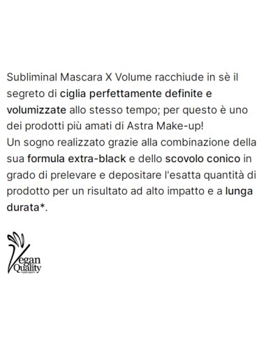 astra subliminal x-volume mascara nero - maxi volume - resistente all'acqua: tuttocasashop.live: igiene e cura della persona