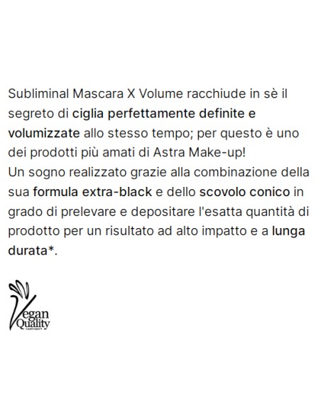 astra subliminal x-volume mascara nero - maxi volume - resistente all'acqua: tuttocasashop.live: igiene e cura della persona
