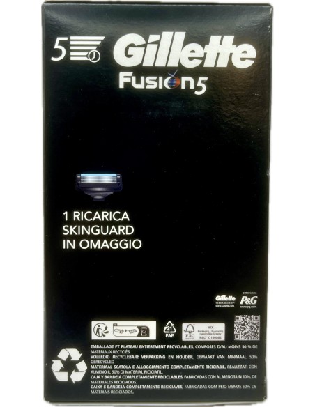 gillette fusion rasoio completo base + ricarica + 1 ricarica skinguard: tuttocasashop.live: igiene e cura della persona