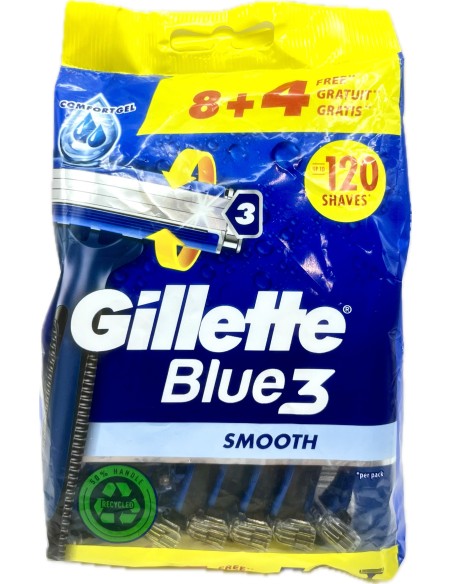 gillette blue 3 rasoi radi & getta trilama - 12 pezzi - smoth: tuttocasashop.live: igiene e cura della persona