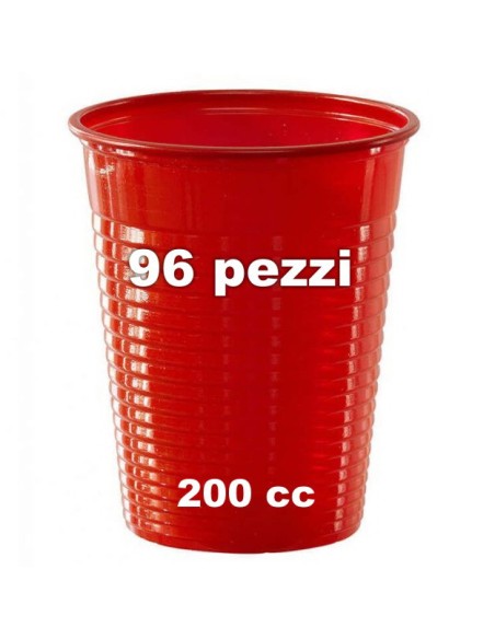 elios 96 bicchieri in plastica monouso - formato 200cc - rossi: tuttocasashop.live: carta & monouso
