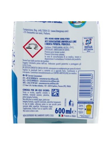 ace sgrassatore universale spray 600ml - senza candeggina - limone bergamott: tuttocasashop.live: pulizia e cura della casa