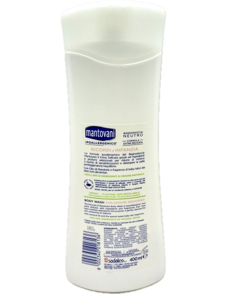 mantovani bagnoschiuma 400ml - neutro ultradelicato - ricordi d'infanzia: tuttocasashop.live: igiene e cura della persona