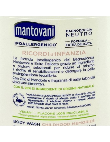 mantovani bagnoschiuma 400ml - neutro ultradelicato - ricordi d'infanzia: tuttocasashop.live: igiene e cura della persona