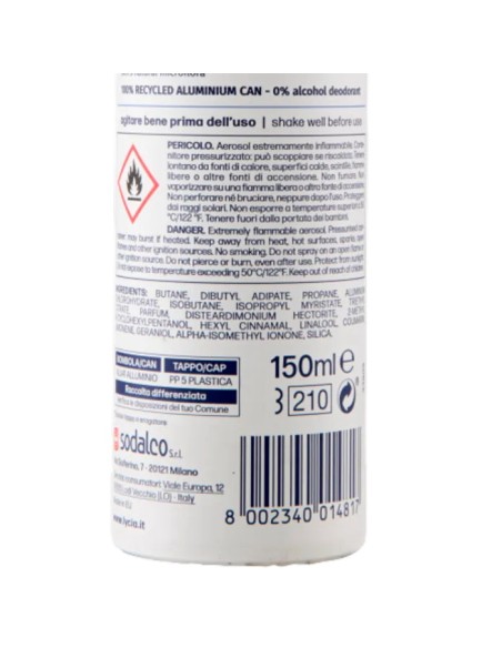 lycia deodorante spray 150ml - original - 48h - no alcool: tuttocasashop.live: igiene e cura della persona