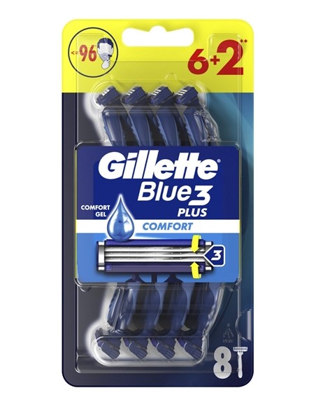 gillette blue 3 rasoi radi & getta trilama - 8 pezzi - comfort: tuttocasashop.live: igiene e cura della persona
