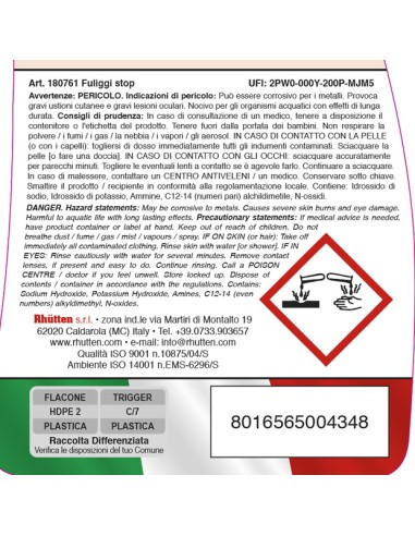 rhutten fuliggi stop spray - 750ml - pulitore vetri caminetti stufe forni: tuttocasashop.live: pulizia e cura della casa