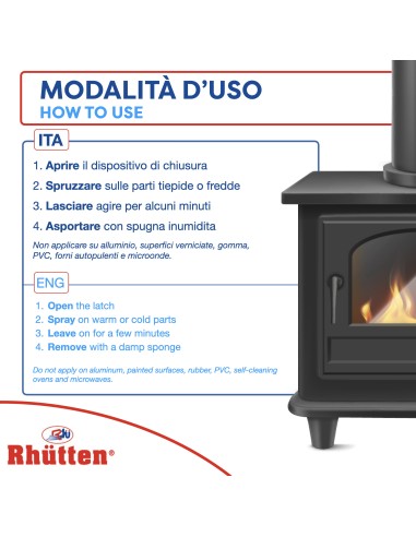 rhutten fuliggi stop spray - 750ml - pulitore vetri caminetti stufe forni: tuttocasashop.live: pulizia e cura della casa