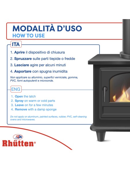 rhutten fuliggi stop spray - 750ml - pulitore vetri caminetti stufe forni: tuttocasashop.live: pulizia e cura della casa