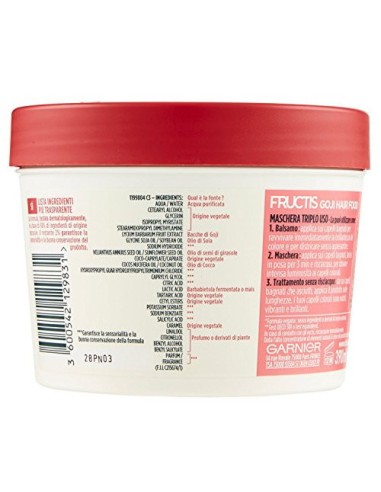 fructis hair food maschera capelli 390ml - colore brillante - bacche di goji: tuttocasashop.live: igiene e cura della persona
