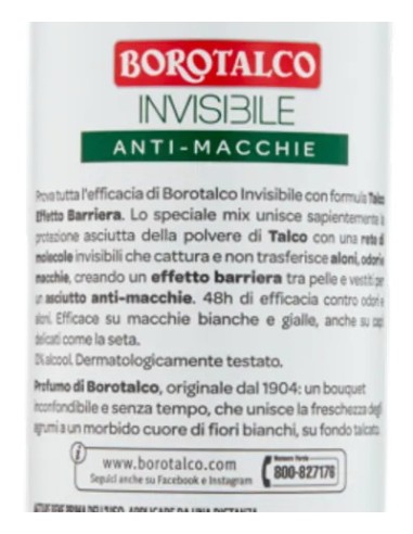 borotalco roberts deodorante spray - 150ml - invisible - 48h: tuttocasashop.live: igiene e cura della persona