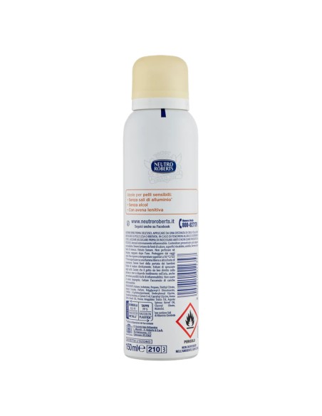 neutro roberts deodorante spray 150ml - pelle sensibile - con avena lenitiva: tuttocasashop.live: igiene e cura della persona