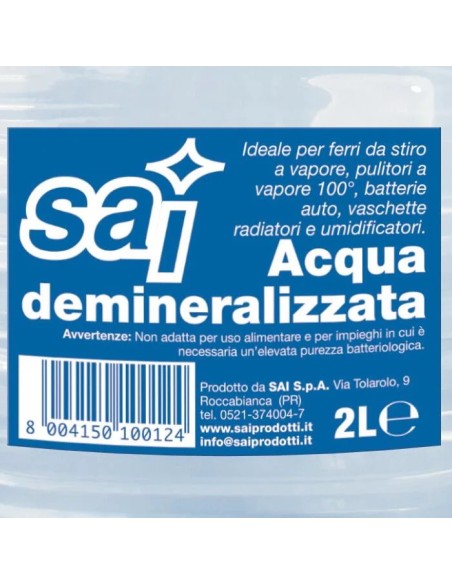 sai acqua demineralizzata 2l - per ferri da stiro, caldaie, batterie auto: tuttocasashop.live: prodotti per bucato e tessuti