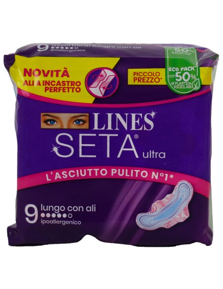 lines seta ultra assorbenti - 9 pezzi - lungo con ali: tuttocasashop.live: igiene e cura della persona