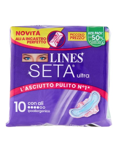 lines seta ultra assorbenti - 10 pezzi - anatomico con ali: tuttocasashop.live: igiene e cura della persona