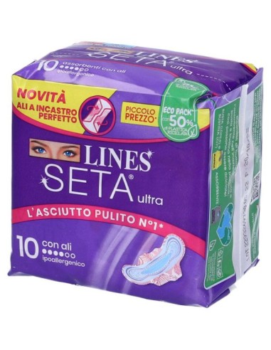lines seta ultra assorbenti - 10 pezzi - anatomico con ali: tuttocasashop.live: igiene e cura della persona