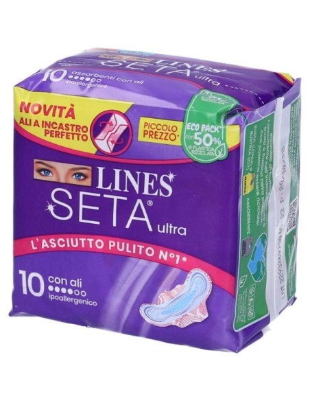 lines seta ultra assorbenti - 10 pezzi - anatomico con ali: tuttocasashop.live: igiene e cura della persona