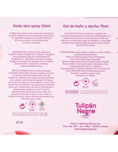 tulipan negro - deo 150ml+doccia 75ml+edt 50ml+body lot 75ml - fresaa y nata: tuttocasashop.live: igiene e cura della persona