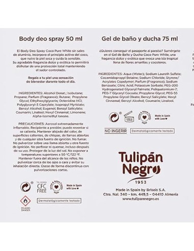 tulipan negro - deo 150ml+doccia 75ml+edt 50ml+body lot 75ml - coco pure whi: tuttocasashop.live: igiene e cura della persona