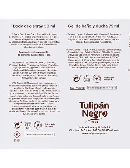 tulipan negro - deo 150ml+doccia 75ml+edt 50ml+body lot 75ml - coco pure whi: tuttocasashop.live: igiene e cura della persona