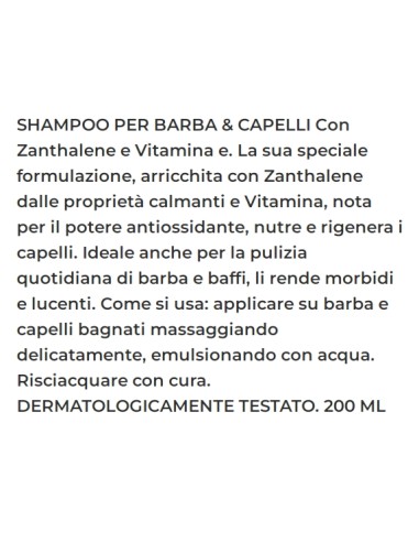 noxzema professiona shampoo barba & capelli 200ml - zanthalene e vitamina e: tuttocasashop.live: igiene e cura della persona