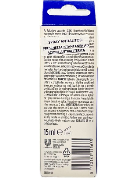 pepsodent mouth spray freshness & protection - 15ml - spray alito fresco: tuttocasashop.live: igiene e cura della persona