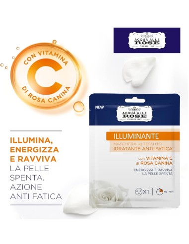 acqua alle rose maschera in tessuto idratante anti-fatica - vitamina c: tuttocasashop.live: igiene e cura della persona