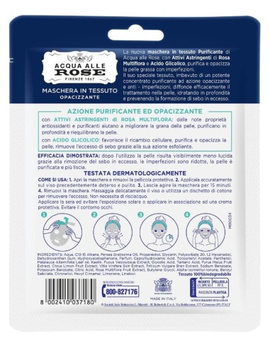 acqua alle rose maschera in tessuto opacizzante anti-imperfezioni: tuttocasashop.live: igiene e cura della persona