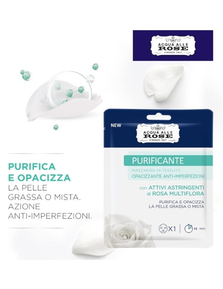 acqua alle rose maschera in tessuto opacizzante anti-imperfezioni: tuttocasashop.live: igiene e cura della persona