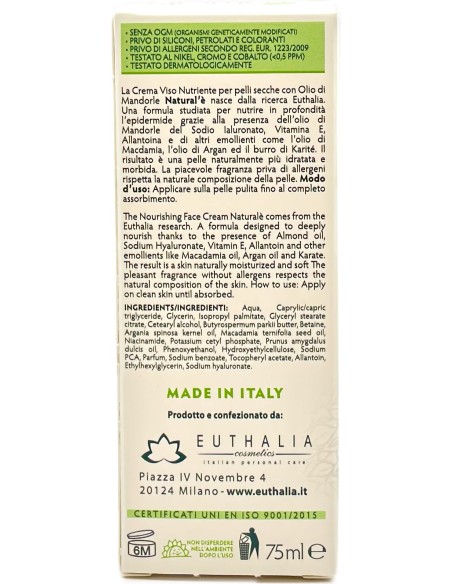 natural'e' crema viso ipoallergenica nutriente - 75ml - olio di mandorle: tuttocasashop.live: igiene e cura della persona