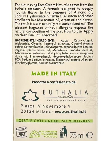 natural'e' crema viso ipoallergenica nutriente - 75ml - olio di mandorle: tuttocasashop.live: igiene e cura della persona