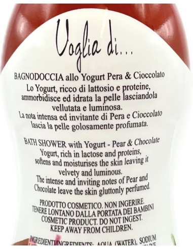 voglia di... bagnodoccia allo yogurt - 250ml - pera & cioccolato: tuttocasashop.live: igiene e cura della persona