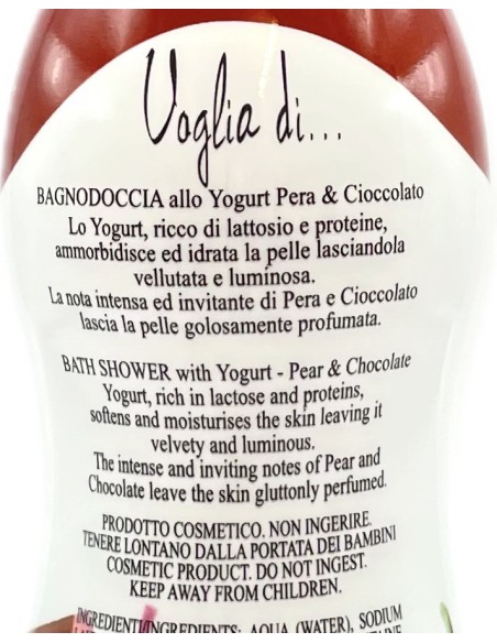 voglia di... bagnodoccia allo yogurt - 250ml - pera & cioccolato: tuttocasashop.live: igiene e cura della persona