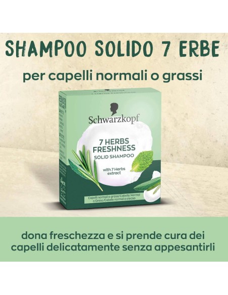 schwarzkopf shampoo solido - 60g - con estratti delle 7 erbe - freshness: tuttocasashop.live: igiene e cura della persona
