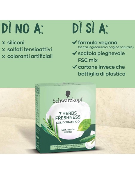schwarzkopf shampoo solido - 60g - con estratti delle 7 erbe - freshness: tuttocasashop.live: igiene e cura della persona