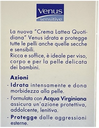 venus sensitive crema lattea quotidiana viso corpo 75ml - acqua virginiana: tuttocasashop.live: igiene e cura della persona