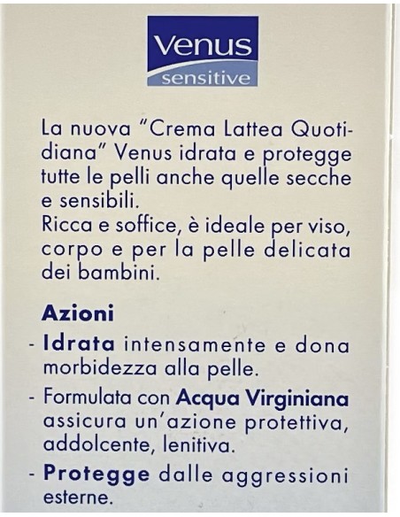 venus sensitive crema lattea quotidiana viso corpo 75ml - acqua virginiana: tuttocasashop.live: igiene e cura della persona